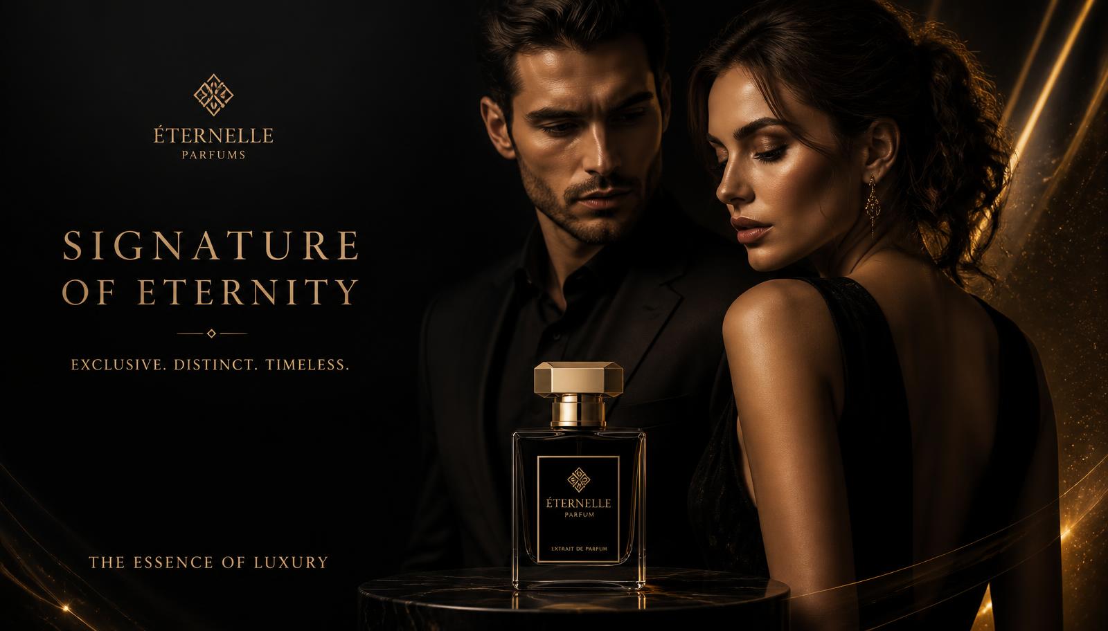 Casal elegante com perfume de luxo Império Perfumes
